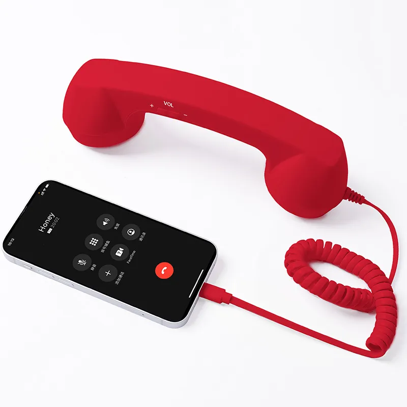 Retro telephone handset with Type-C interface - Red